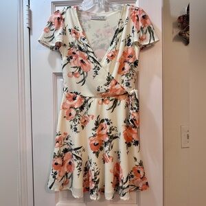 ABERCROMBIE & FITCH Floral Faux Wrap Dainty Coquette Balletcore Dress XS